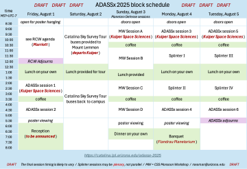 ADASSx 2025 Block Schedule, 2nd draft